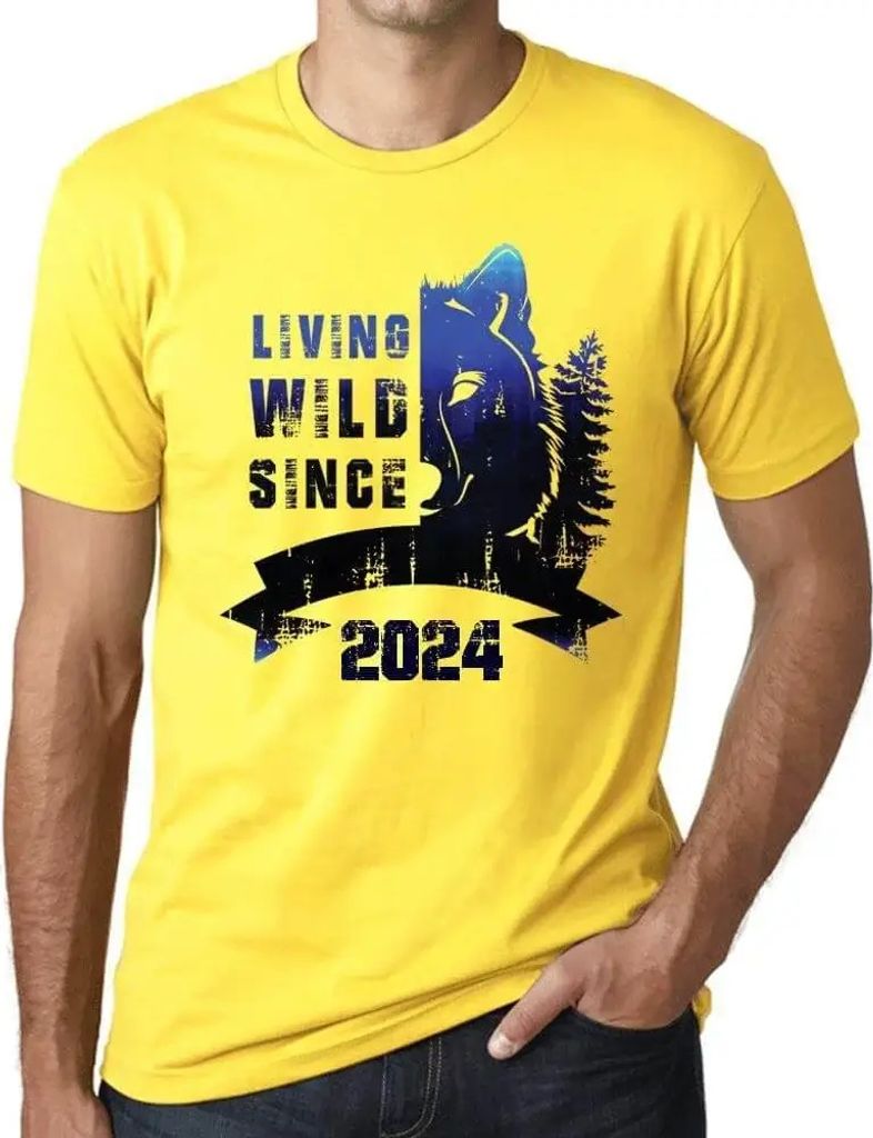 Herren Grafik T-Shirt Wildes Leben seit 2024 – Living Wild Since 2024 – Öko-Verantwortlich Vintage Jahrgang Kurzarm Lustige Druck Geburtstag G...