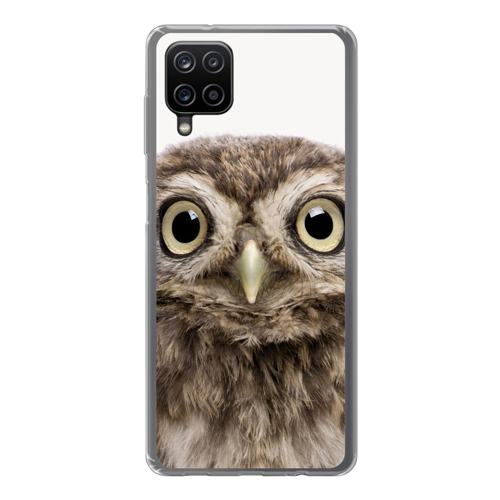 MuchoWow Handyhülle Schutzhülle Hülle für Samsung Galaxy A12 Eule - Eule - Porträt - Braun - Vogel - Jungen - Mädchen Silikon Softcase Hand...