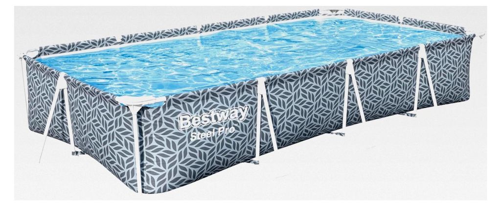 Aufstellpool Steel Pro , rechteckig, mit Grafikdruck, 366 x 201 x 66 cm, Kartuschenfilter, Grau