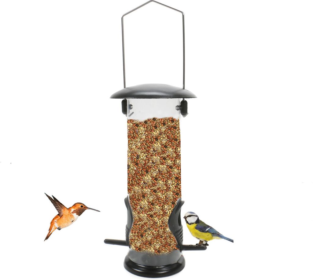 Progarden Vogelfutterspender Zylinder Schwarz (Ø 6,4 x 25 cm)