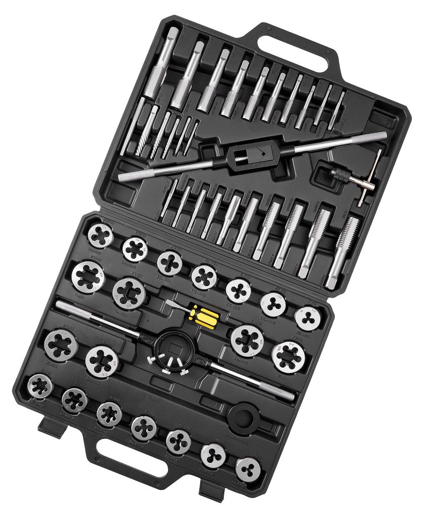 SucceBuy 51-teiliges Gewindeschneider-Set mit SAE-Größen von 1/4 bis 1 Zoll, inklusive Grob- und Feingewindebohrer, Schneideisen, Schraubenschlü...