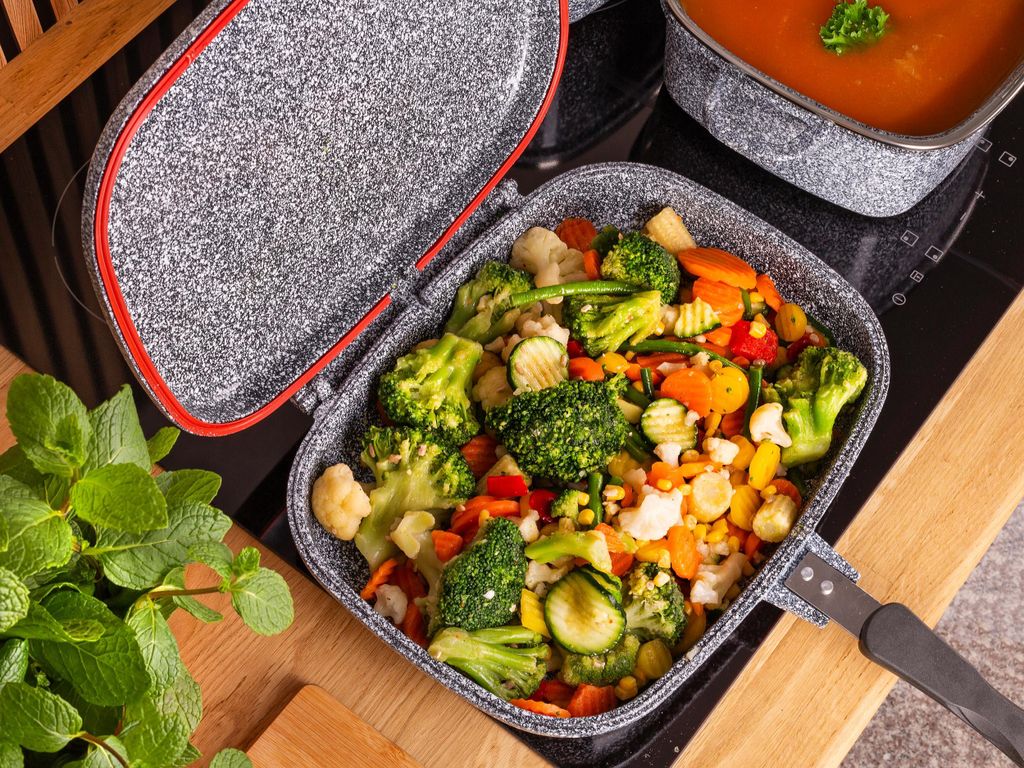 Doppelseitige Granit-Grillpfanne für Gas und Induktion Produktbild 