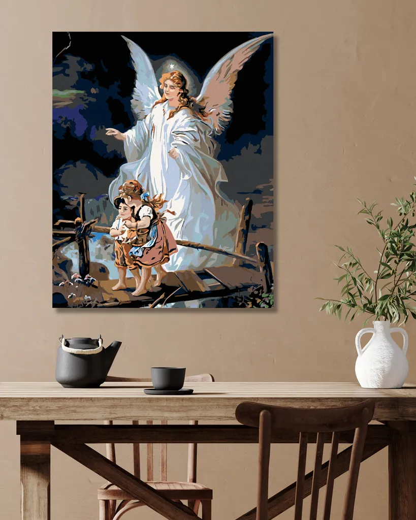 ABEUTY Pittura A Numeri Fai Da Te Su Tela | Kit Quadro Angelico Con Colomba E Angelo - Dimensioni 50x40 Cm Con Telaio In Legno
