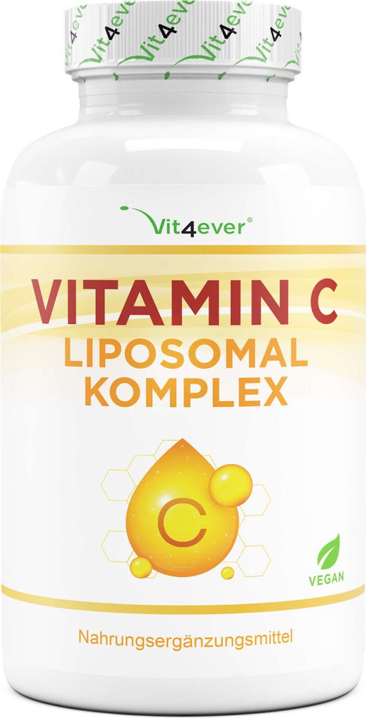 Vit4ever® Vitamin C – Liposomal Komplex 240 vegane Kapseln - Premium: Hochdosiert mit 1000mg reinem Vitamin pro Tag - Besonders hohe Bioverfügbarkeit – Labor