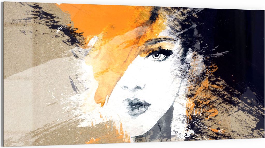 DEQORI Glasbild Acryl 100x50 cm 'Abstraktes Gesicht' Wandbild Bild modern Deko