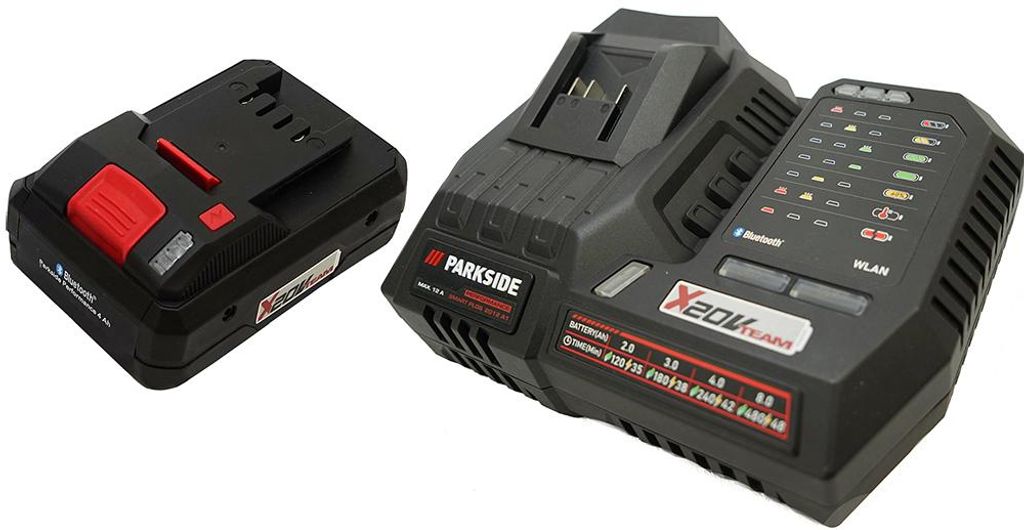 PARKSIDE 20V 12A Ladegerät PLGS 2012 + 20 V 4Ah Smart Akku + HEADNMORE Schlüsselanhänger