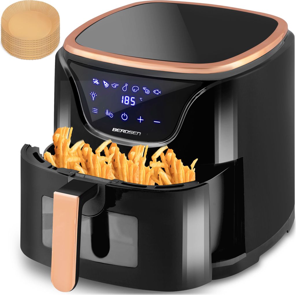 Fettfreie Friteuse Berdsen 5L 1500W Mit Led 0-60 Min Teflon Schwarz