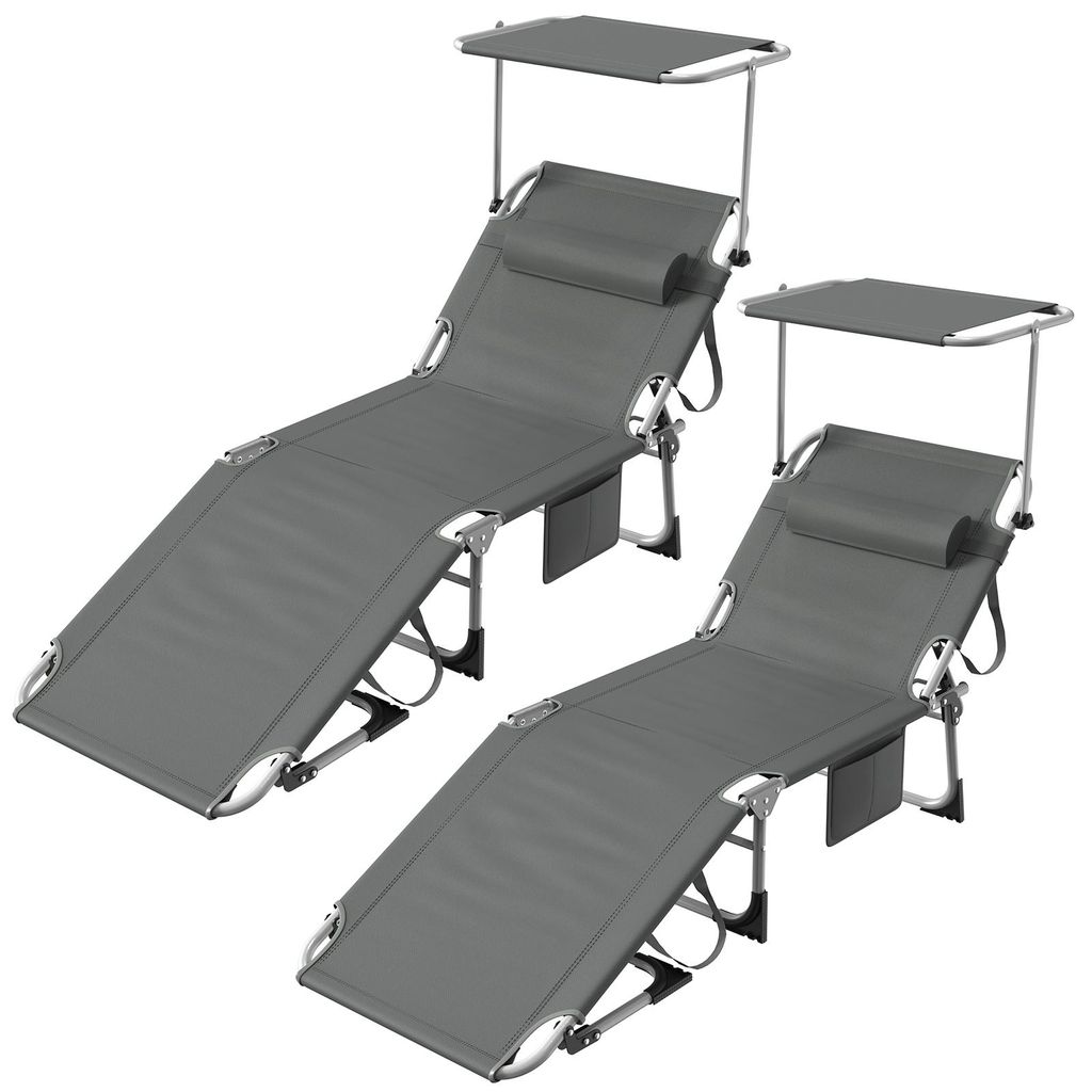 Arvioo Sonnenliege klappbar 2x, Gartenliege mit Dach, Produktbild 