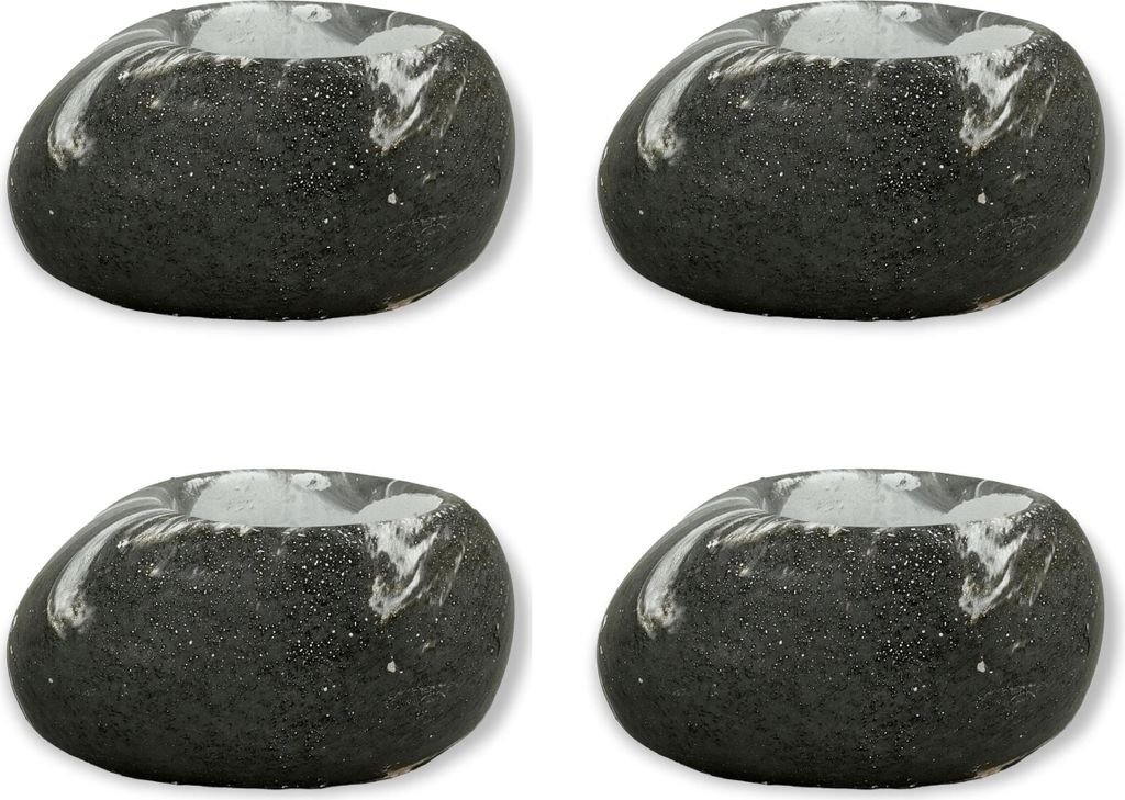 Beton Kerzenhalter schwarz-grau 4 Stück 10 x 13cm in Stein-Optik Teelicht-Halter Windlicht Tisch-Deko