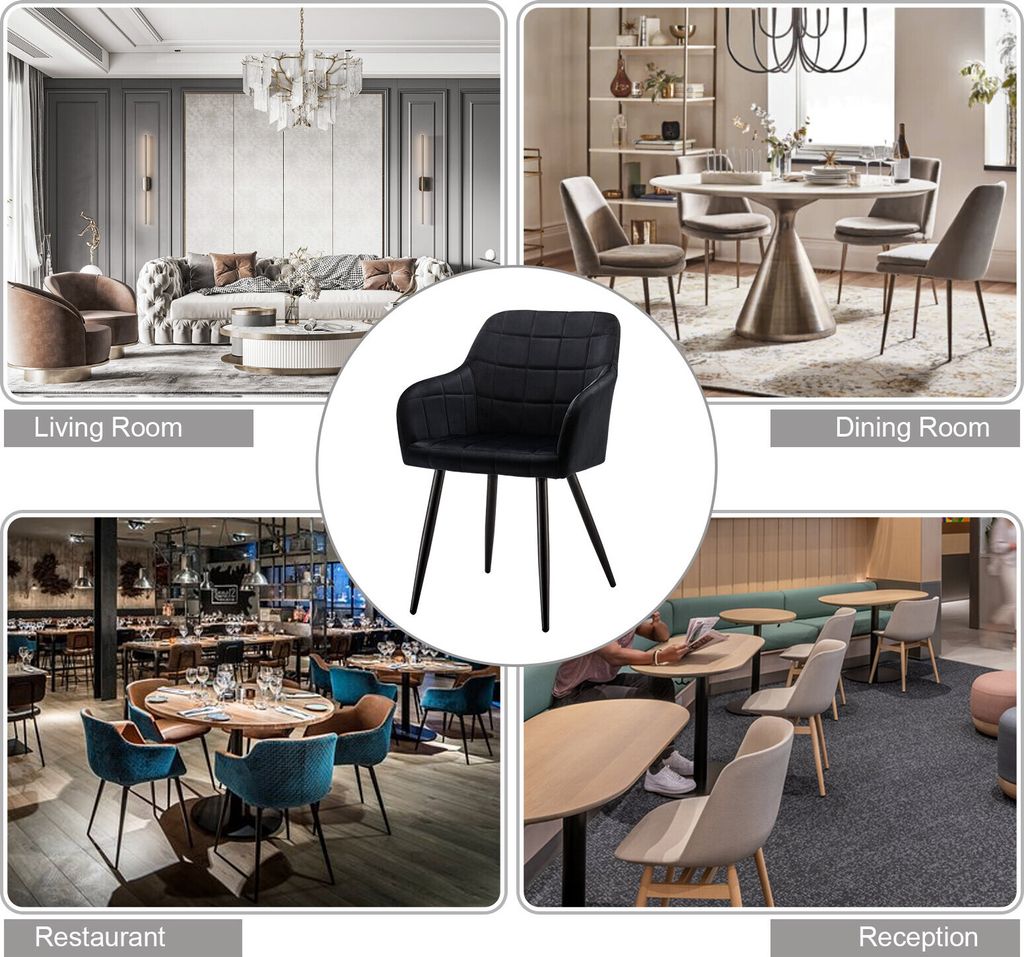 CLIPOP Samt Drehstuhl Mit Armlehnen - Bequemer Esszimmerstuhl