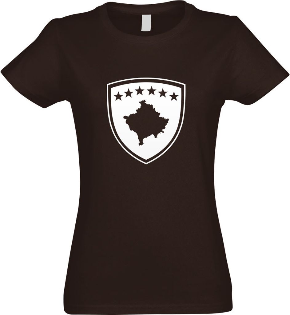 Kiwistar - T-Shirt tailliert - Damen - Chocolate - Kosovo Wappen - mit Motiv Bedruckt - Funshirt Design - Sport - Freizeit - Damen - M