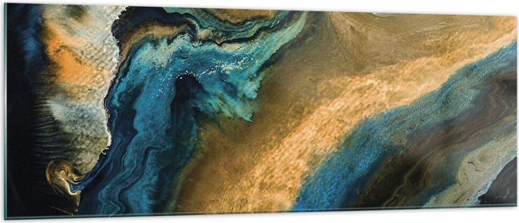 Bilder auf glas - Einteilig - Abstraktion verschüttet Gold - 140x50cm - Glasbilder - Wandbilder - Bilder - Wanddekoration aus Glas - Glas Bilder -...