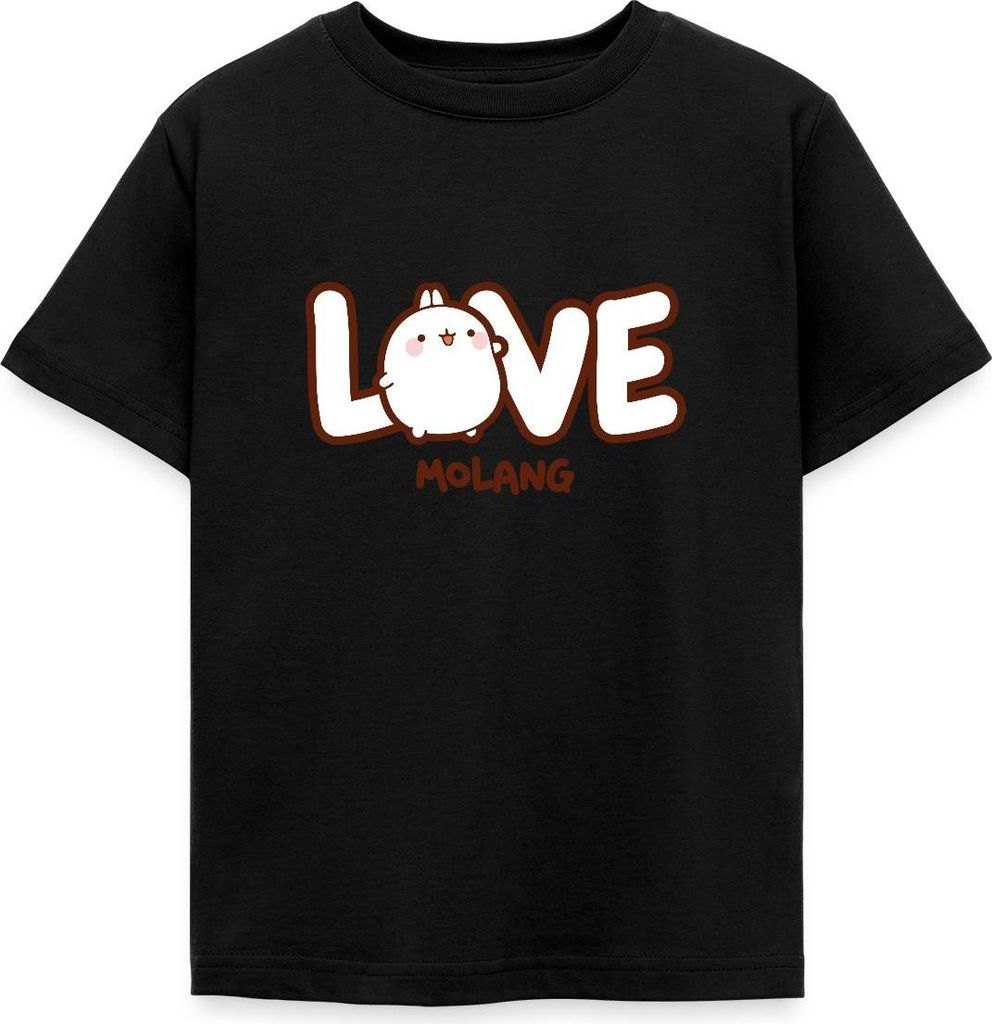 Spreadshirt Molang Love Liebe Kinder T-Shirt, 98/104 (3-4 Jahre), Schwarz