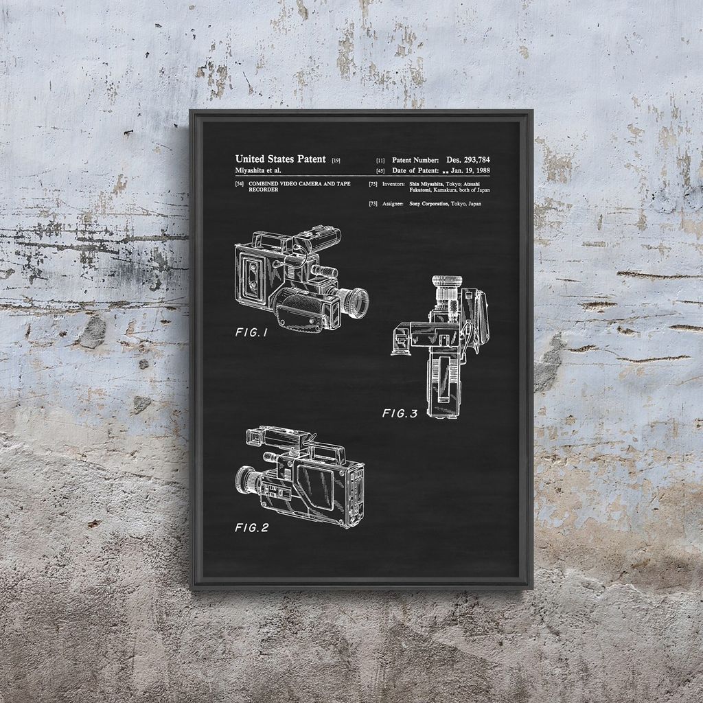 Poster - Canvas - Leinwand - 21 cm x 29,7 cm - Fotoposter - Leinwandkunst - die Videokamera United States Patent