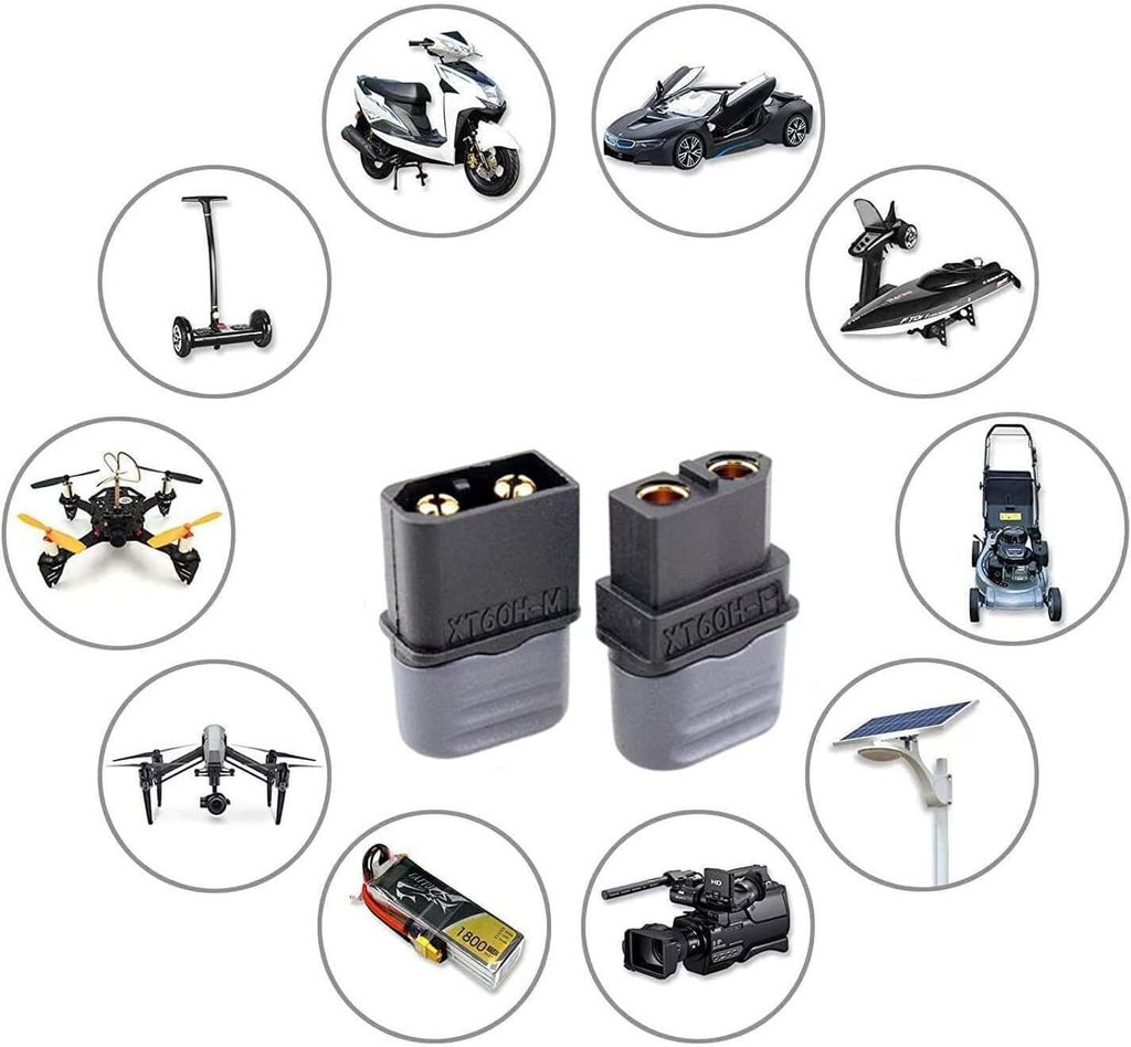 5 Paires De Connecteurs EC5 Mâle-Femelle – Haute Conductivité Cuivre Doré – Pour Batteries Lipo RC – YUNIQUE