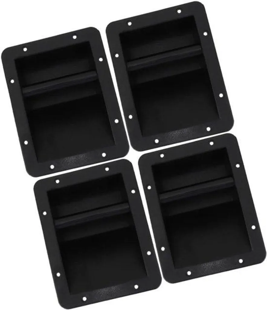4 Poignées pour enceintes en acier noir avec cuvette ergonomique large