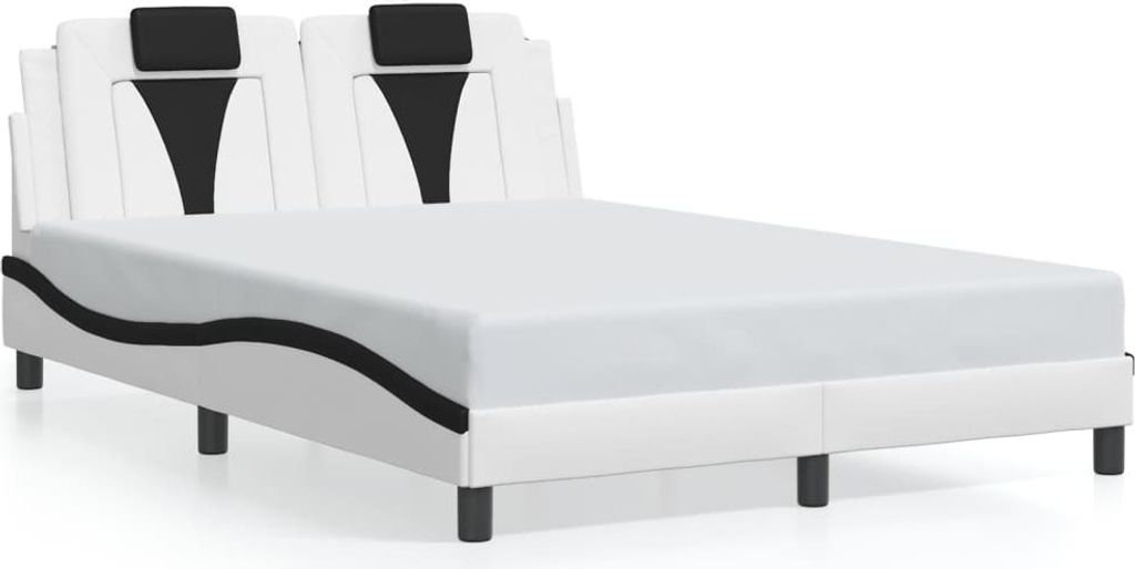 "2024"Modernen Bettgestell mit LED Weiß und Schwarz 140x200 cm Kunstleder Design Klassische Jugendbett 4188525