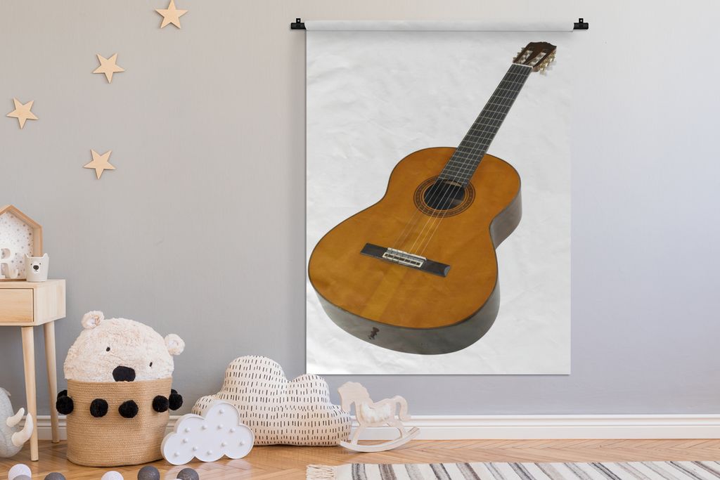 MuchoWow Wandteppich Wandbehang Nahaufnahme einer akustischen Gitarre 120x160 cm Tapisserie Dekoration Wandtuch - Wohnzimmer - Moderne