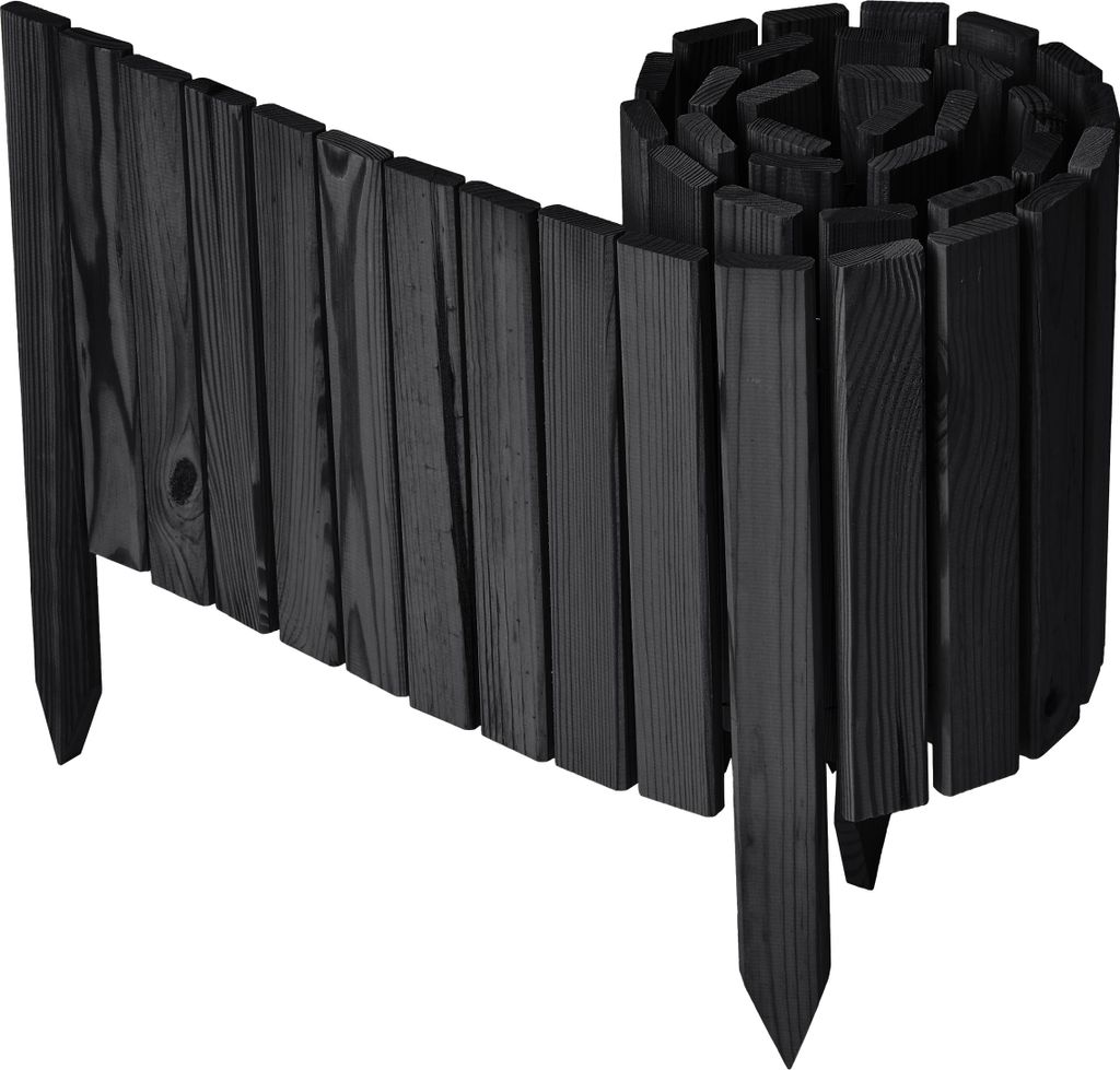Garronda Beeteinfassung Holz Rollzaun Gartenzaun imprägniert Flexibler Rollborder Rasenkante Länge: 200 cm (Graphite, Höhe: 30 cm)