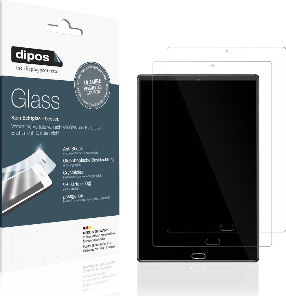 2x Schutzfolie für JUSYEA J6 10 Zoll - Anti-Shock 9H Folie dipos Glass Kunststoffglas