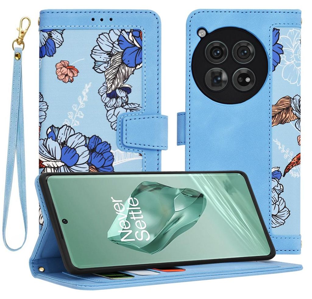 Techsuit FlipCraft Book Wallet Klapphülle mit Kabel für OnePlus 12 - Vibrant Blue