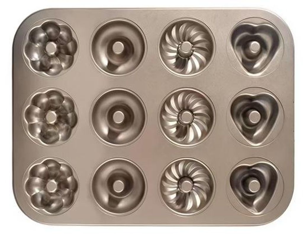 Koolstofstaal-Bäckform 12-teilig, ideal für Cookies, Muffins und Desserts