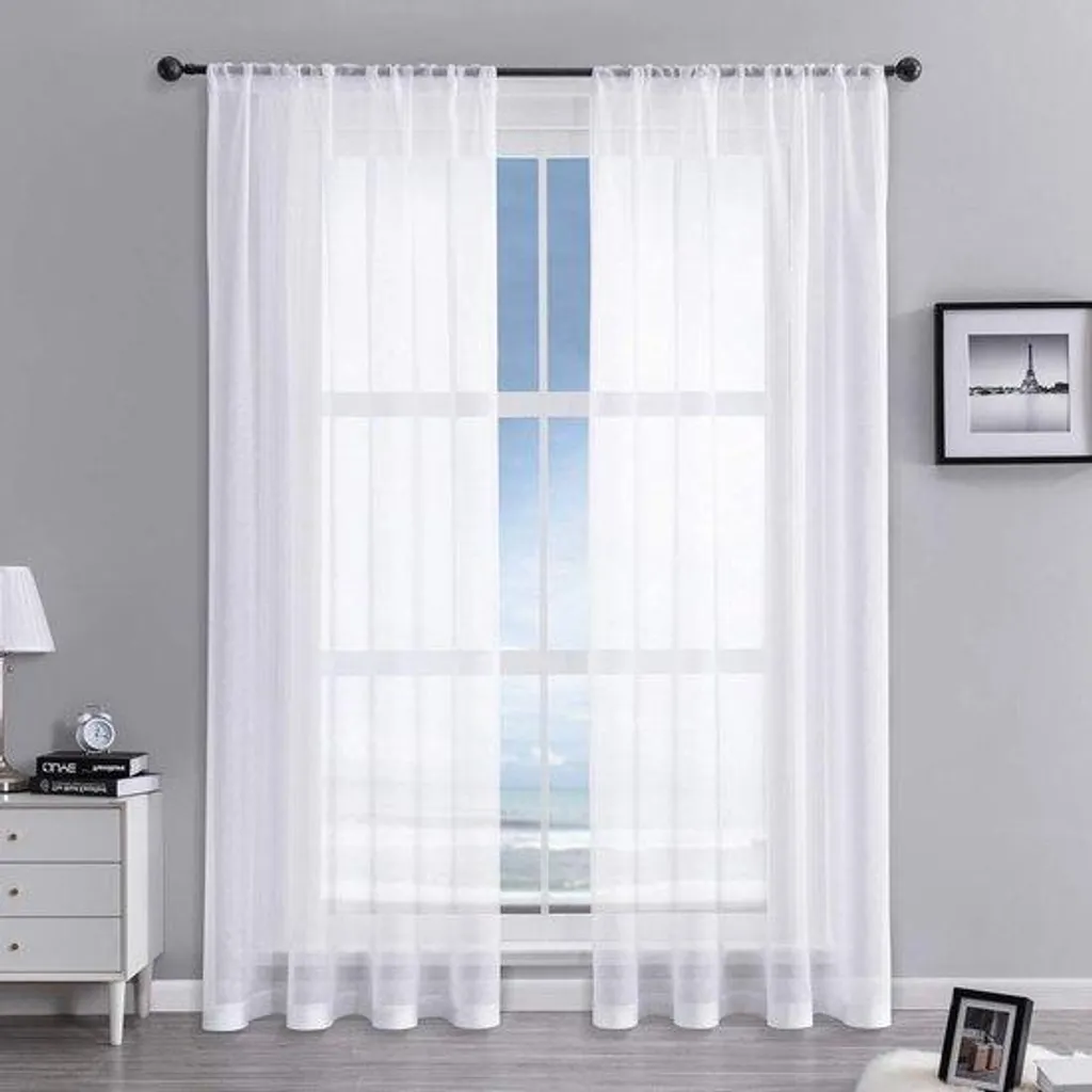 Voilages Blancs 225x140 cm (Lot de 2) - Cache-misère lumineux & tamisant