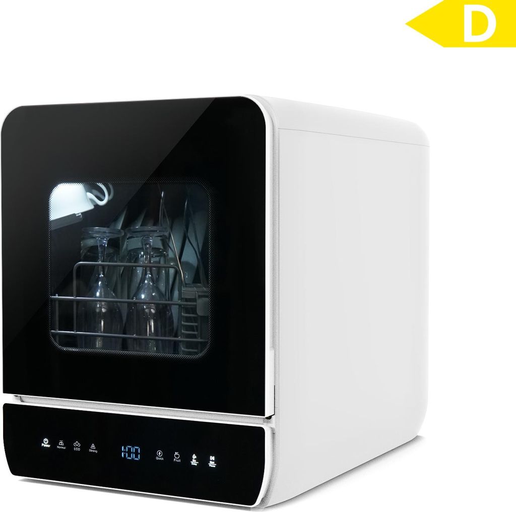 Puluomis Mini Geschirrspüler freistehend, Geschirrspülmaschine mit mit 7 Programe für 3 Gedecke, funktioniert mit/ohne Wasseranschluss, Schwarz