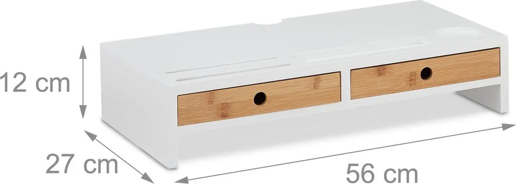 Support d'écran ergonomique avec rangement modulable en aluminium gris