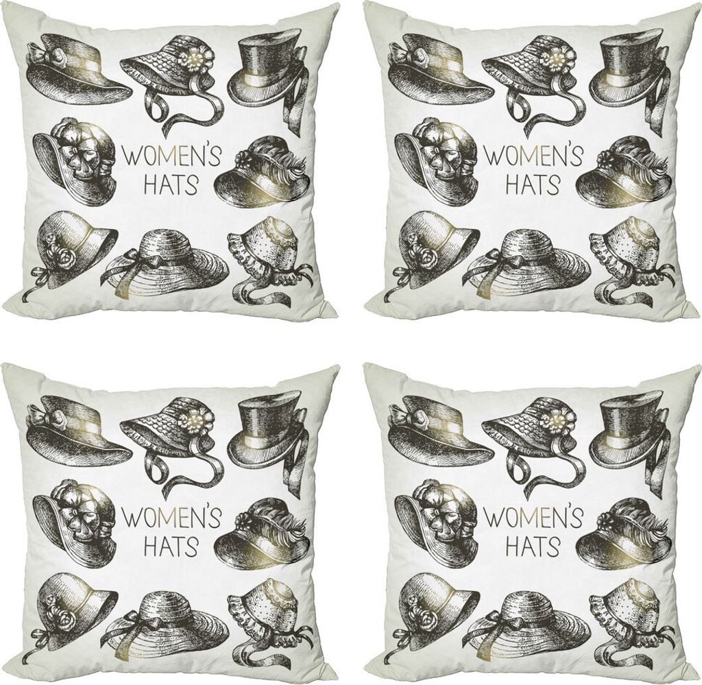 ABAKUHAUS viktorianisch Kissenbezug Set (4 Stück), Weinlese-Frau Kappen, Moderner Doppelseitiger Digitaldruck, 60 cm x 60 cm, Smaragd
