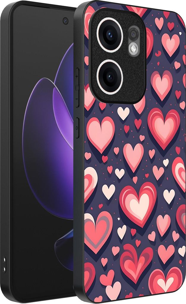 Smartphonica Telefon Fall geeignet für Oppo Reno 13F mit Herzen Impressum - TPU Backcover Fall mit Herz-Design