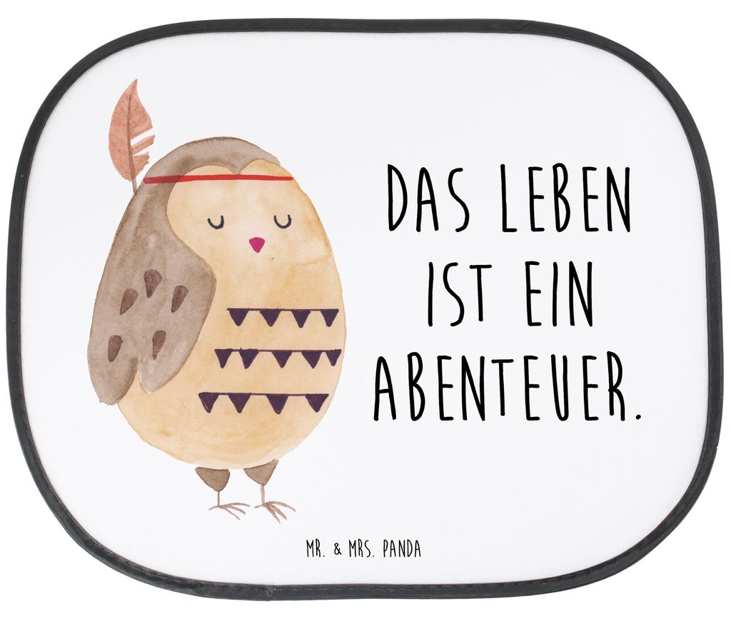 Mr. & Mrs. Panda Auto Sonnenblende Eule Federschmuck - Weiß - Geschenk, Sonnenschutz Seitenscheibe, für Autoscheiben, Owl, Fürs, Abenteuer, Wald...