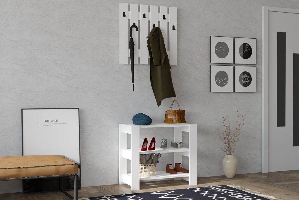 Skye Decor, Friends - White, Hallenstand, Weiß, 100 % MELAMINBESCHICHTETE SPANPLATTEN, 69,8 x 33,6 x 60 cm