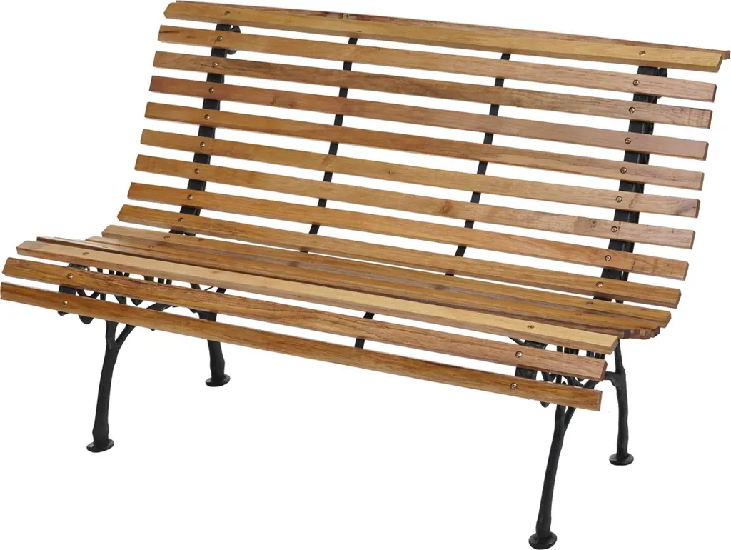 Banc de terrasse 2 places bois et fonte pour petit jardin et balcon 122cm