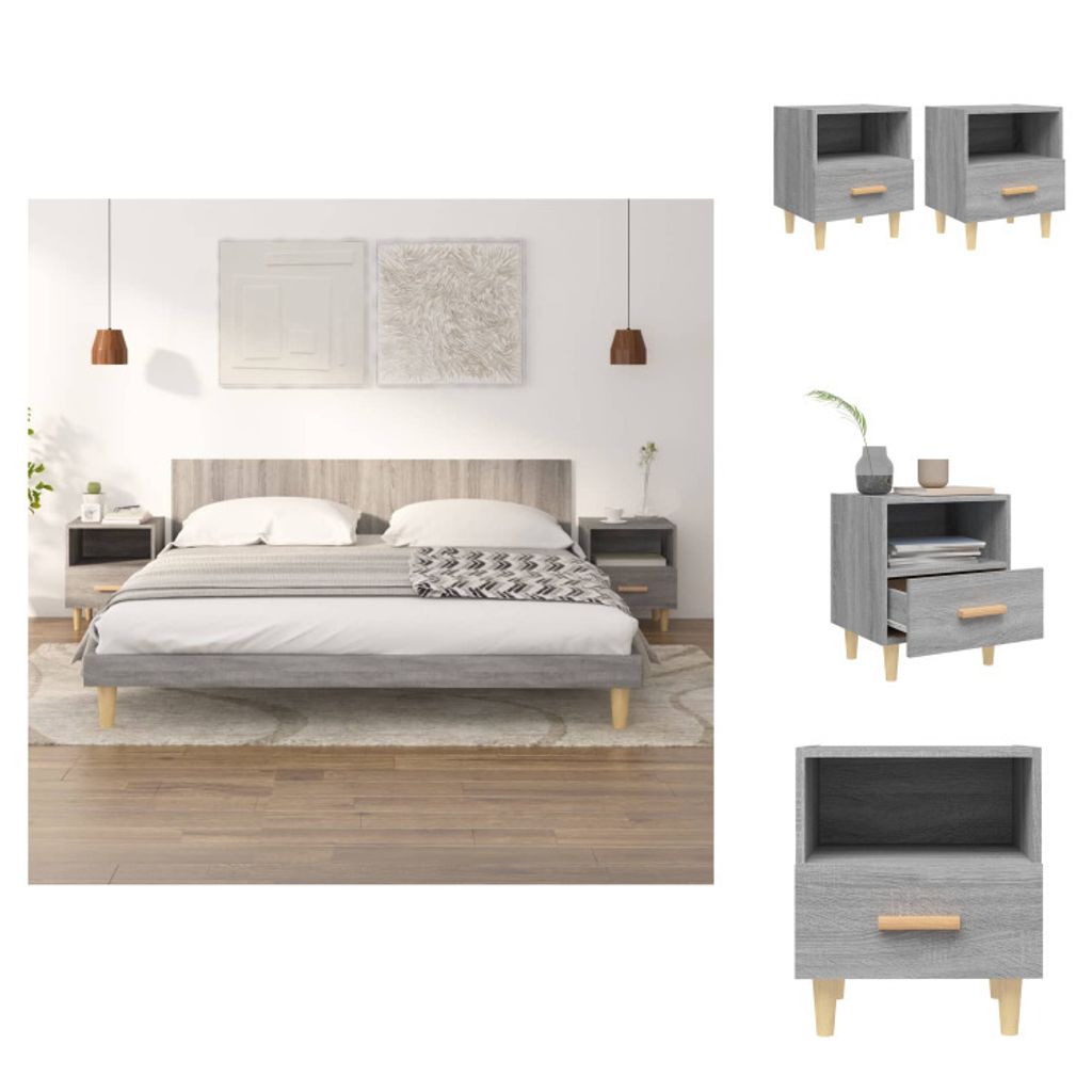vidaXL Nachttische 2 Stk. Grau Sonoma 40x35x47 cm - Nachttische