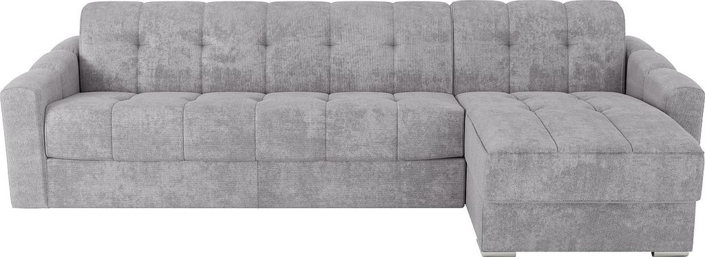Eckschlafsofa mit Matratze - Strukturstoff - Hellgrau - Produktbild 