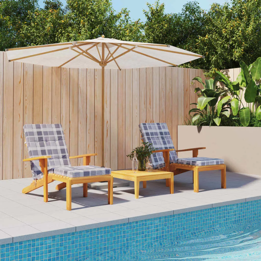 Set 2 Cuscini Sdraio Grigio a Quadri Oxford - Comfort da Esterno Premium