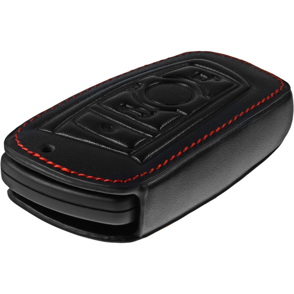 PhoneNatic Echtleder Classic Schlüssel Hülle kompatibel mit der BMW 3er E90, 5er F10 und 7er F01 4-Tasten Fernbedienung in schwarz Funkschlüssel...