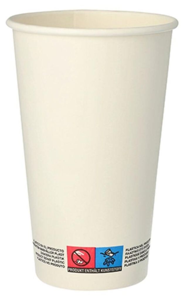 50 Trinkbecher, Pappe "To Go" 0,4 l Ø 9 cm · 13,9 cm weiss Produktbild 