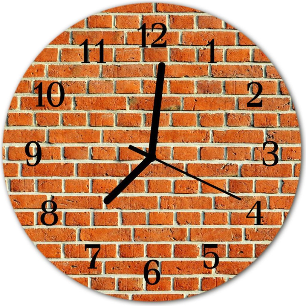 Glasuhr Wanduhr Küchenuhr Echt-Glas 30fi cm Backstein rot