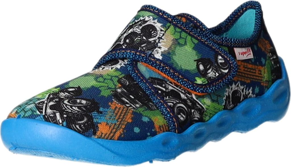 Superfit Hausschuh BUBBLE Blau mit Monstertruck-Motiven Produktbild 