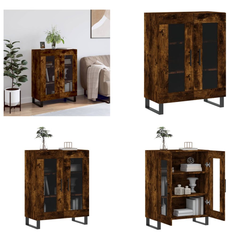 vidaXL Sideboard Räuchereiche 69,5x34x90 cm Holzwerkstoff - Sideboard - Sideboards - Schrank - Aufbewahrungsschrank