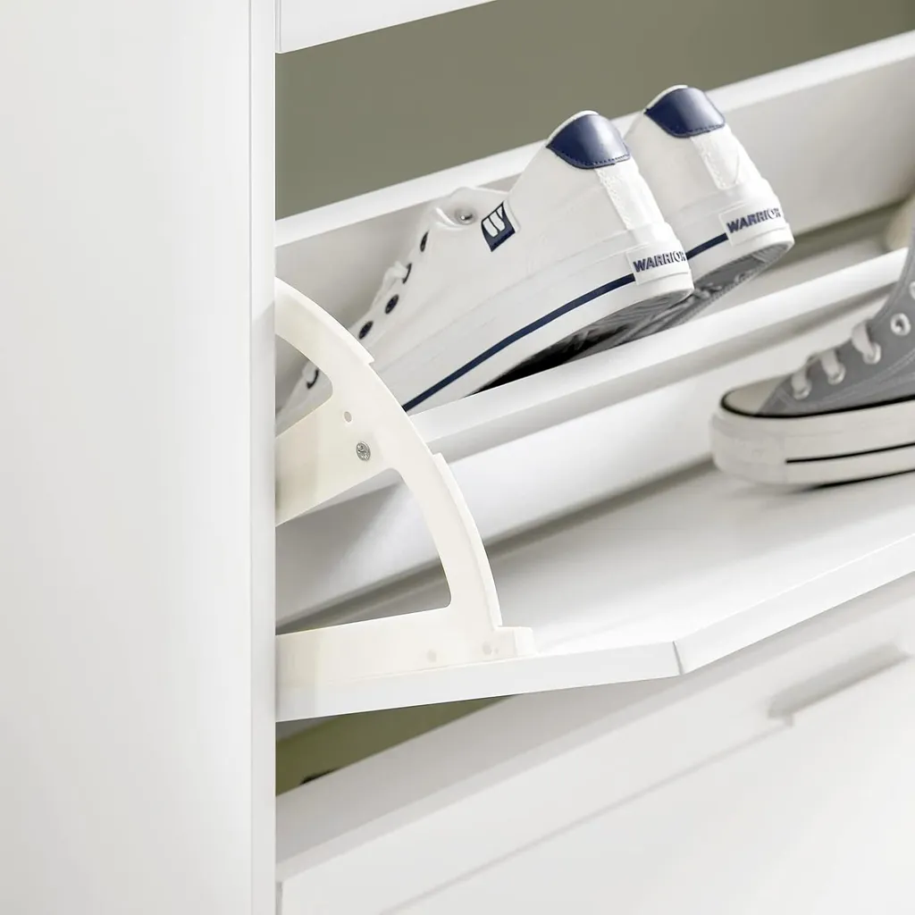 Armoire de rangement chaussures 2 abattants et compartiment ouvert SoBuy - 5