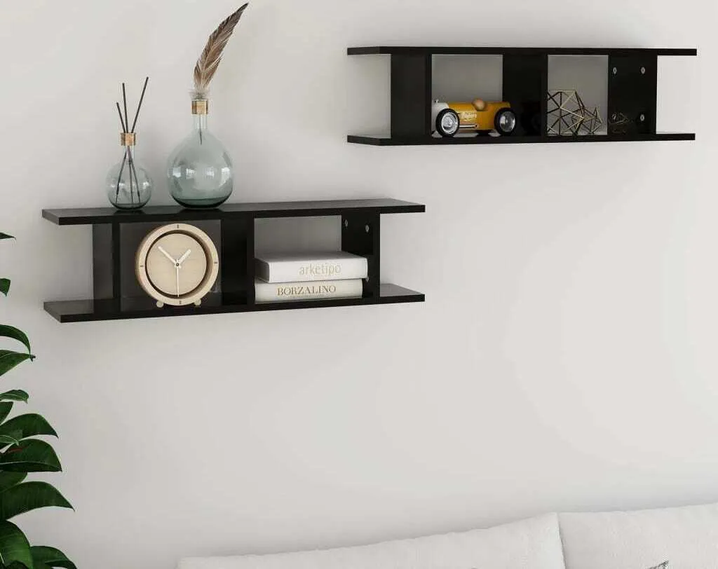 Maison Exclusive - Mensole da parete 2 pezzi Nero 75x18x20 cm Materiale ligneo