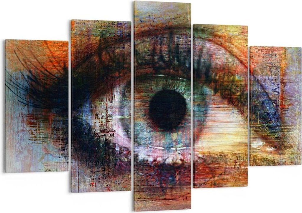 Bild auf Leinwand - Leinwandbild - Auge Abstraktion - 150x100cm - Wand Bild - Wanddeko - Leinwanddruck - Bilder - Kunstdruck - Wanddekoration - Lei...