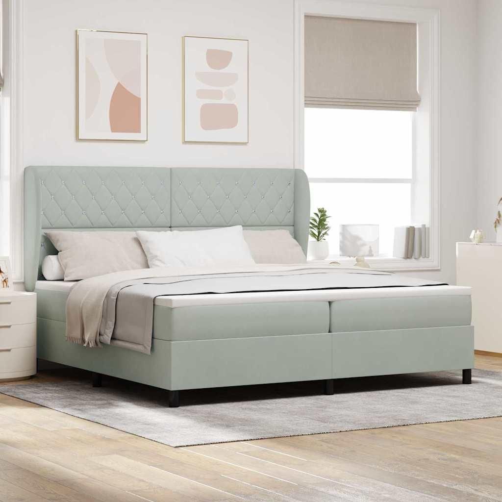 Maison Exclusive - Boxspringbett mit Matratze Hellgrau 200 x 200 cm Samt