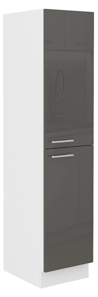 Küchen Midi Hochschrank 30 Lara Grau Glanz + Weiss matt Produktbild 