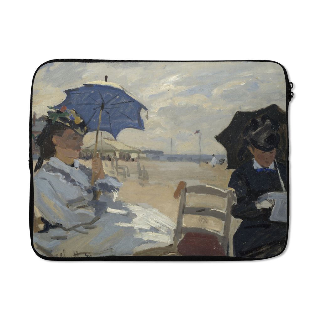 MuchoWow Laptop Hülle 17 Zoll Laptoptasche Der Strand von Trouville - das Gemälde von Claude Monet - Zipper - Schutzabdeckung