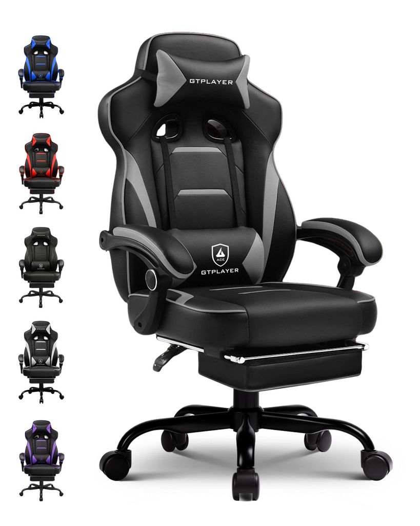 GTPLAYER Gaming stoel met voetsteun, ergonomische Productafbeelding 