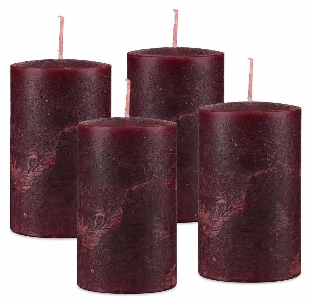 Rustik Adventskranzkerzen 4er Set  Bordeaux Produktbild 
